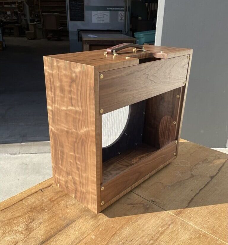 Open-back cabinet in figured walnut